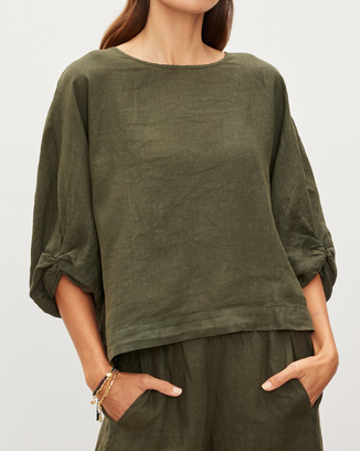 Cass Knot Sleeve Top in Tootsie