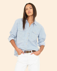 XiRENA Clothing Byron Shirt In Blue Railroad