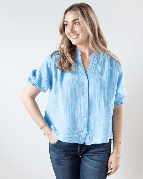 XiRENA Clothing Alyss Shirt in Atlas Blue