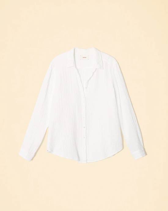 XiRENA Scout L/S Shirt in White displayed on a pale background.