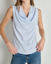 Cille Cowl Neck Tank in Mini Stripe - Bliss Boutiques