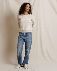 Ziggy - Inside Out Fleece Long Sleeve Shrunken Crewneck Sweatshirt in Whitecap Grey