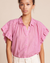 Marianne B Ruffle Sleeve Shirt in Raspberry Check