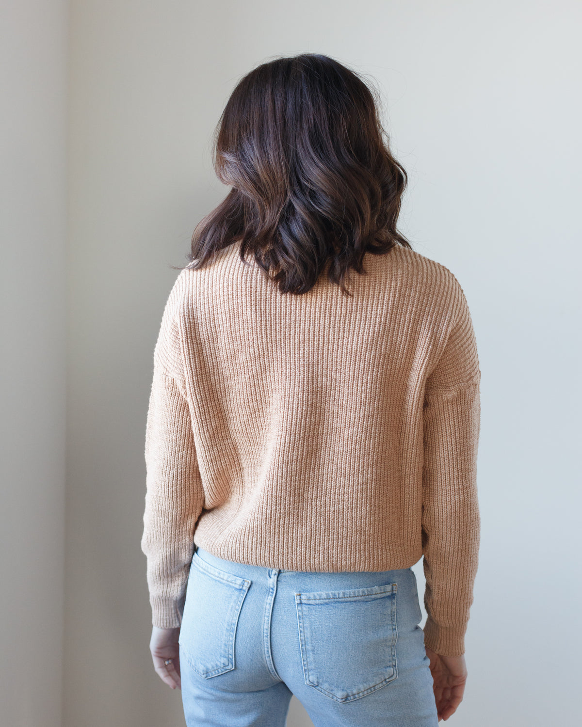 Pull On Sweater in Peach Tan