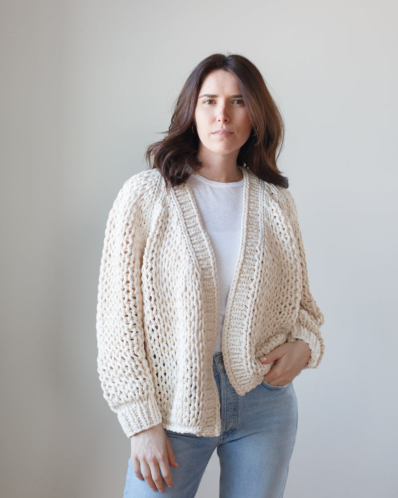 Margaret O'Leary Handknit Cardigan in Ecru - Bliss Boutiques