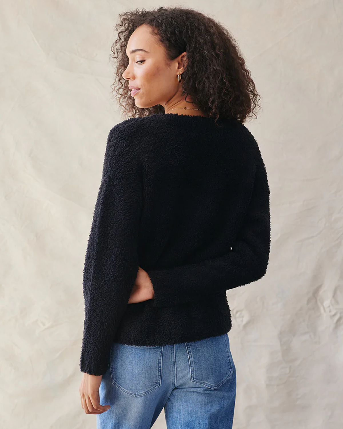 Relaxed V Neck Sweater in Black