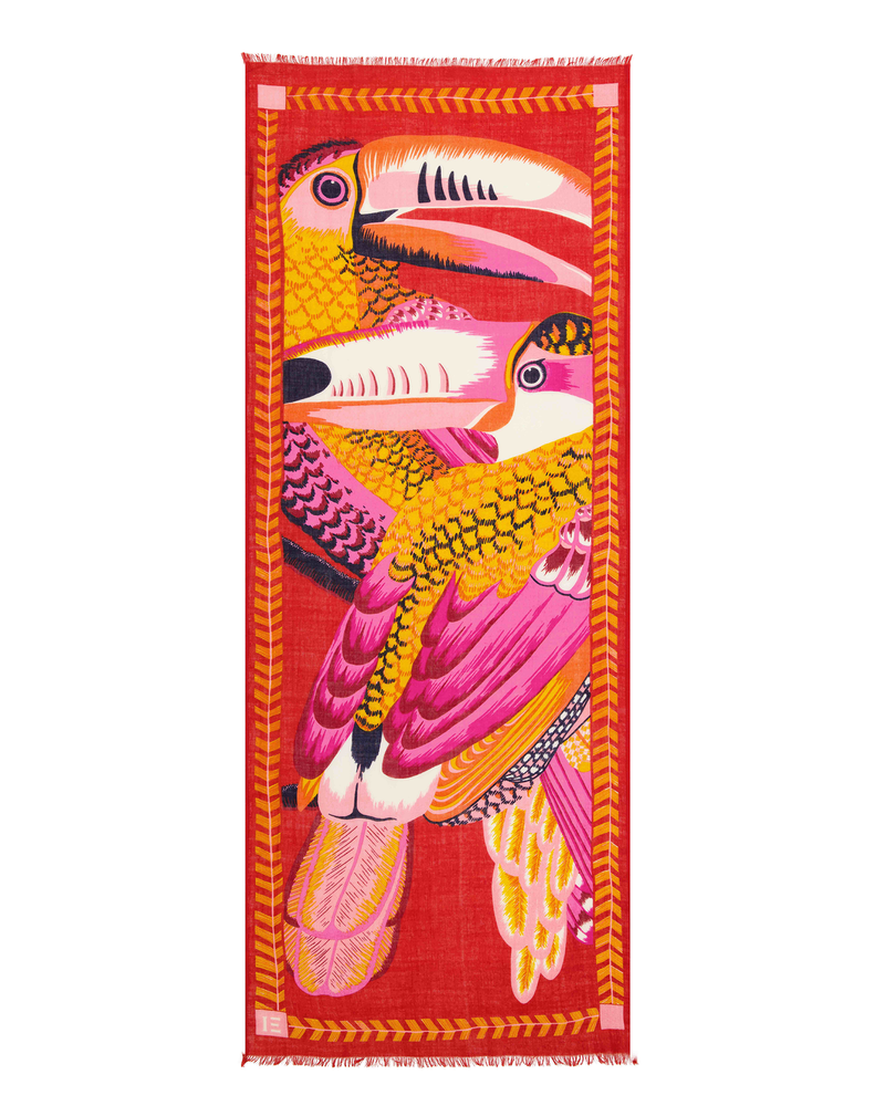 Scarf 70 Toucan in Red