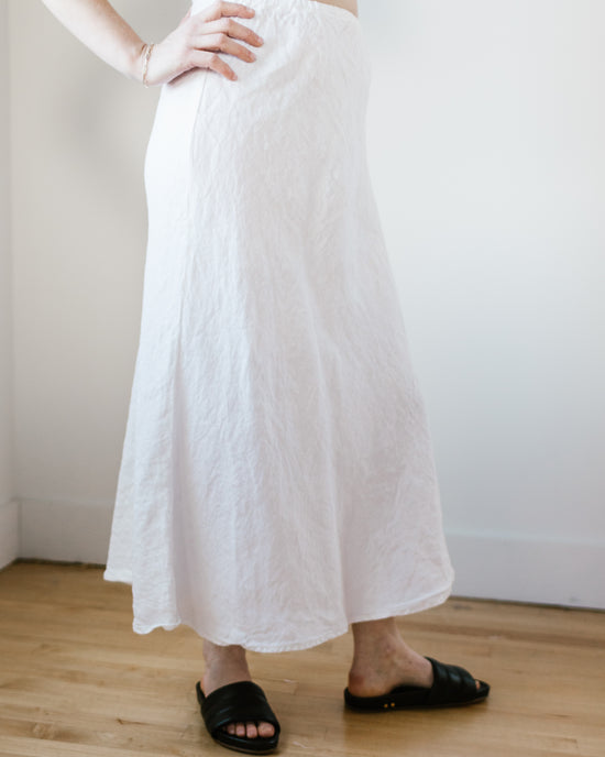 CP Shades Tanya Bias Cut Skirt HW Linen Twill in White 