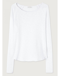 American Vintage Sonoma L/S Scoop in Blanc on a neutral background made from organic cotton.