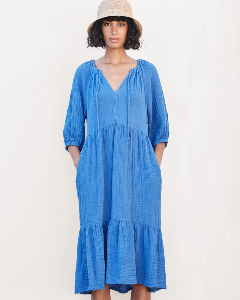 Midi Tiered Dress in Royal