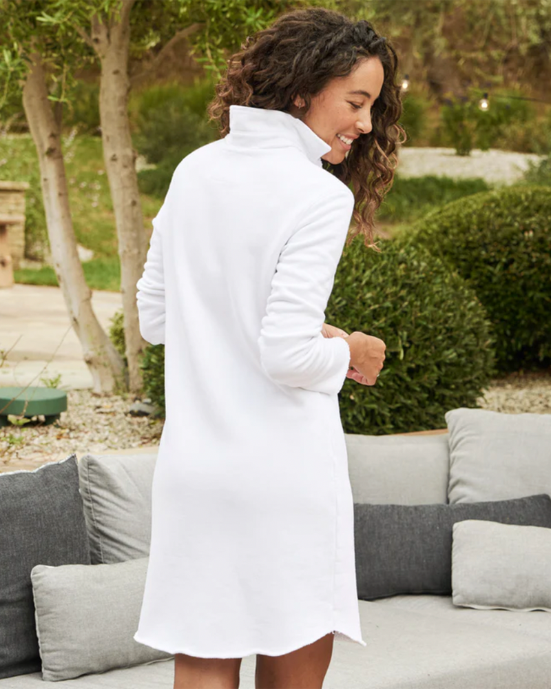 Nicole L/S Fleece Polo Dress in White
