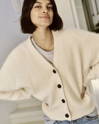 The Fluffy Slouch Cardigan in Cream