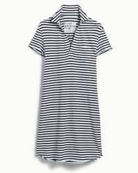 Lauren Polo Dress in White w/ British Royal Navy Stripe by Frank & Eileen displayed on a white background.