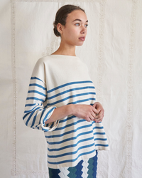 Barid Stripe Sweater in Natural Nondye/Blue