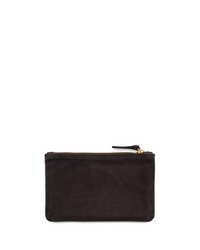 Black Clare V Wallet Clutch in Black Nubuck on a white background.