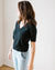 525 Clothing Elbow Sleeve Deep V Neck in Black