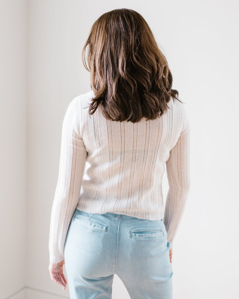 525 Clothing Pointelle Henley Pullover in Light Heather Grey