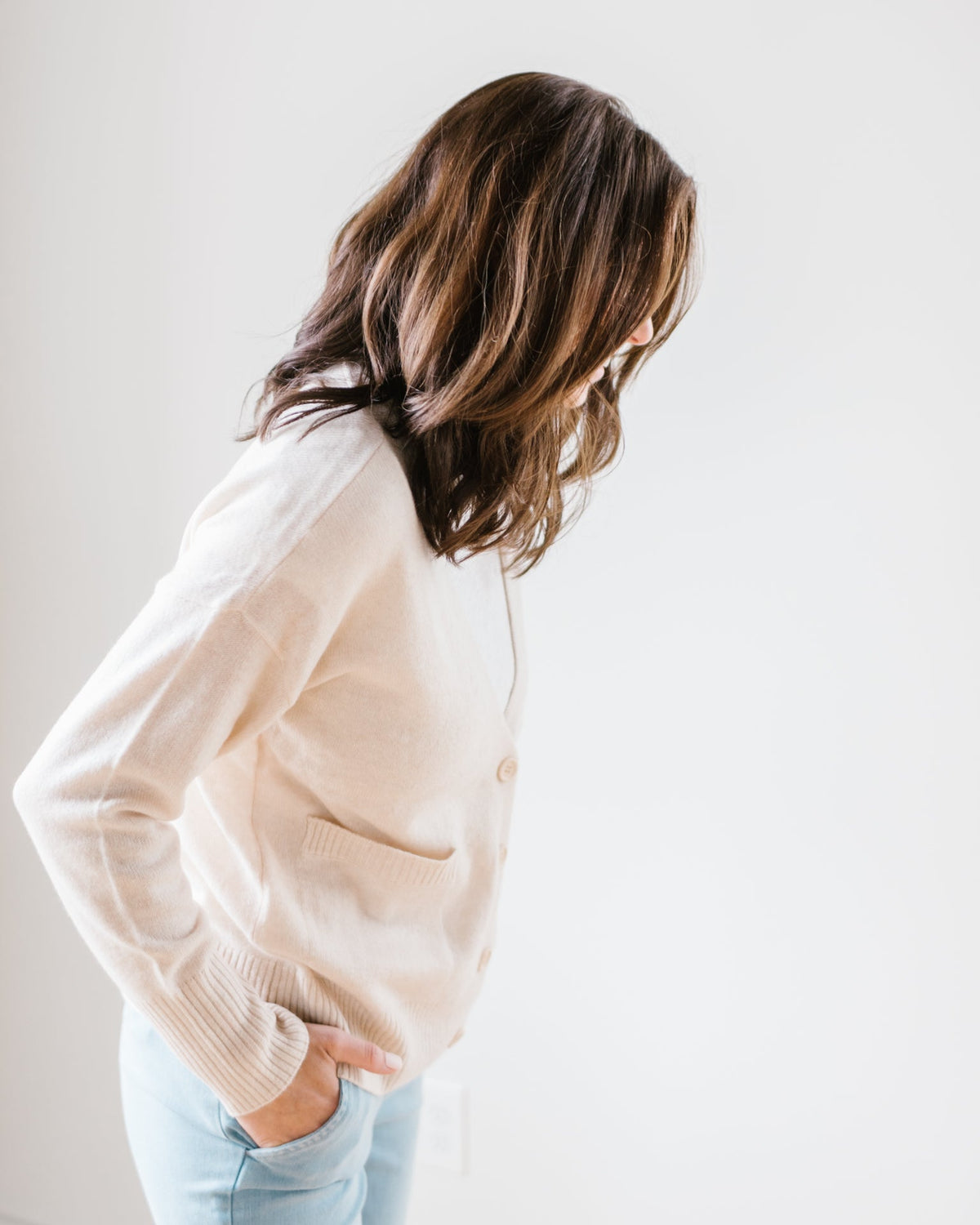 525 Clothing Relaxed Pocket Cardigan in Cream