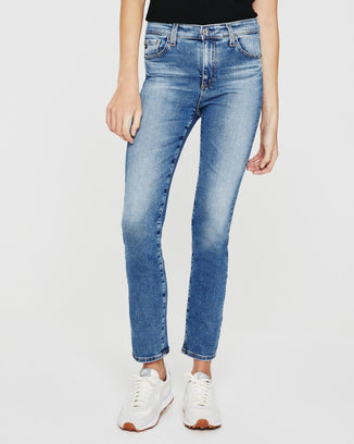 AG Jeans Denim Mari High Rise Straight in Bluebell