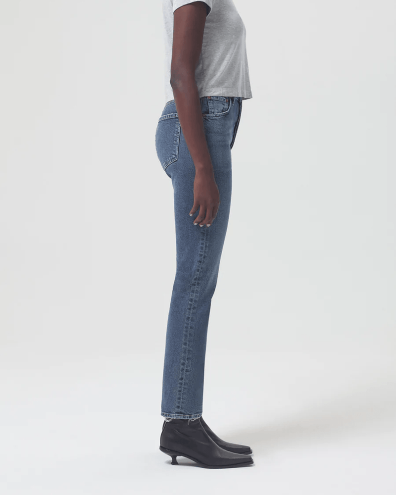 AGOLDE Denim Riley H/R Straight Long in Cypher