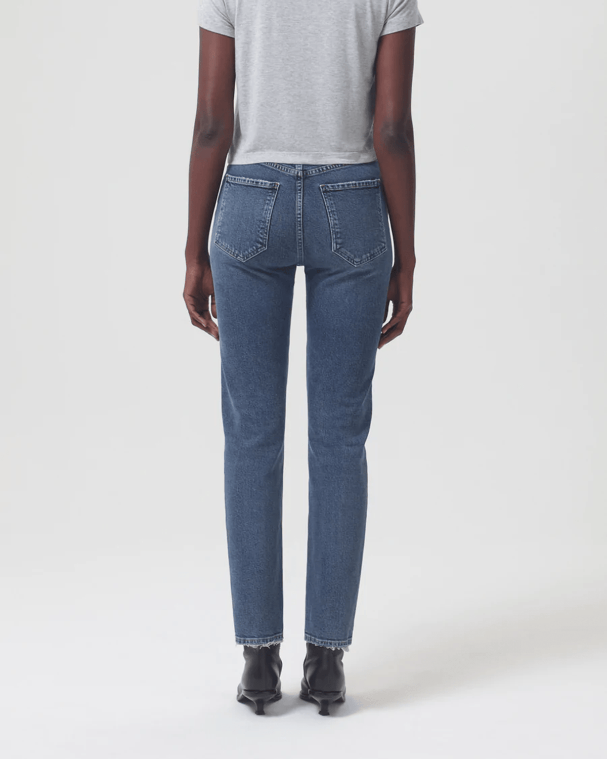 AGOLDE Denim Riley H/R Straight Long in Cypher