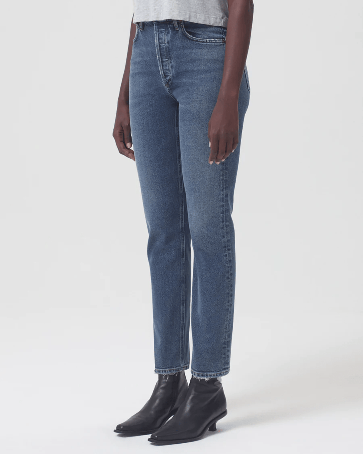 AGOLDE Denim Riley H/R Straight Long in Cypher