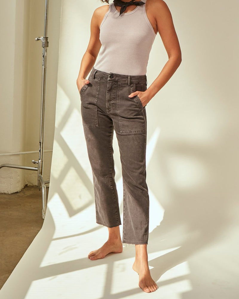 AMO Denim Easy Army Trouser in Washed Black