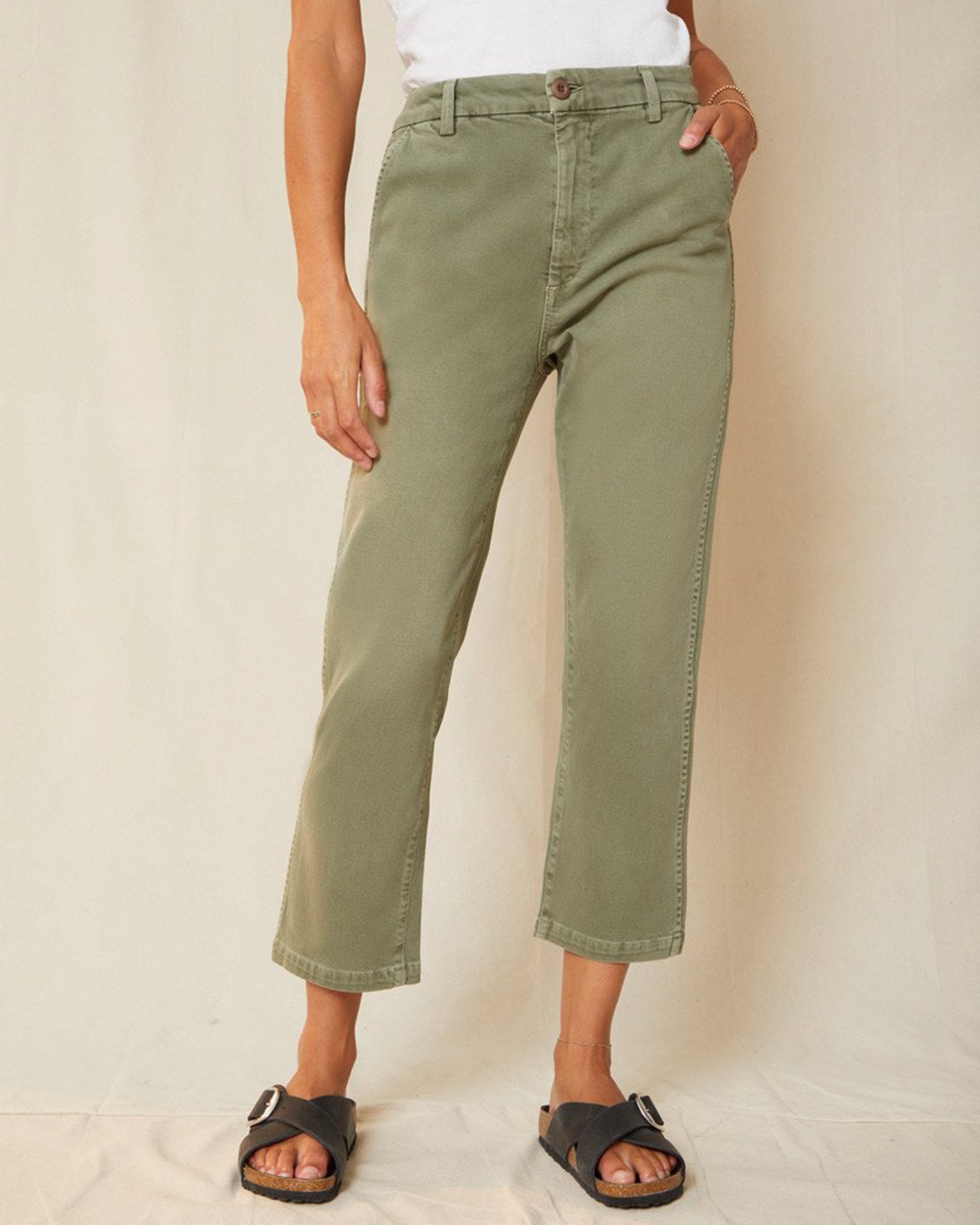 AMO Easy Trouser Relaxed Crop Straight in Surplus- Bliss Boutiques