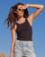 AMO Clothing Long Rib Tank in Vintage Black