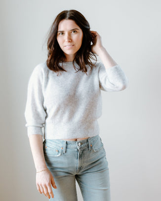 Autumn Cashmere Clothing Lightweight Blouson Sleeve Raglan Crew in Cloud