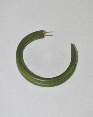 B&L Jewelry Olive C Hoop in Large in Olive