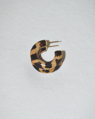 B&L Jewelry Leopard C Hoop in Mini in Leopard