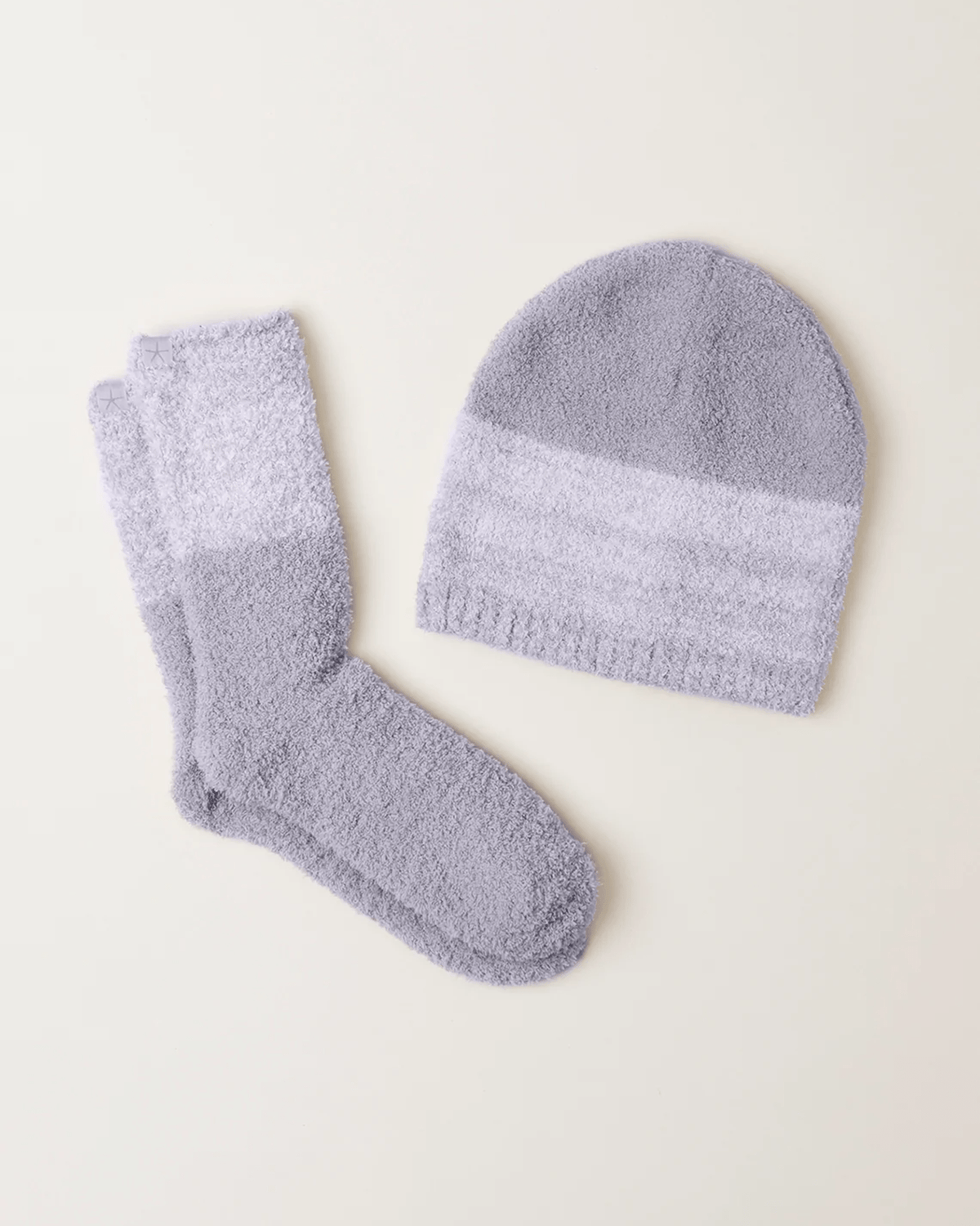 Barefoot Dreams Accessories Dove Gray CC Hthr Stripe Beanie/Sock Set in Dove Gray
