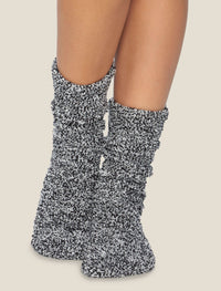 Barefoot Dreams Cozychic Heathered Socks in Black & White 