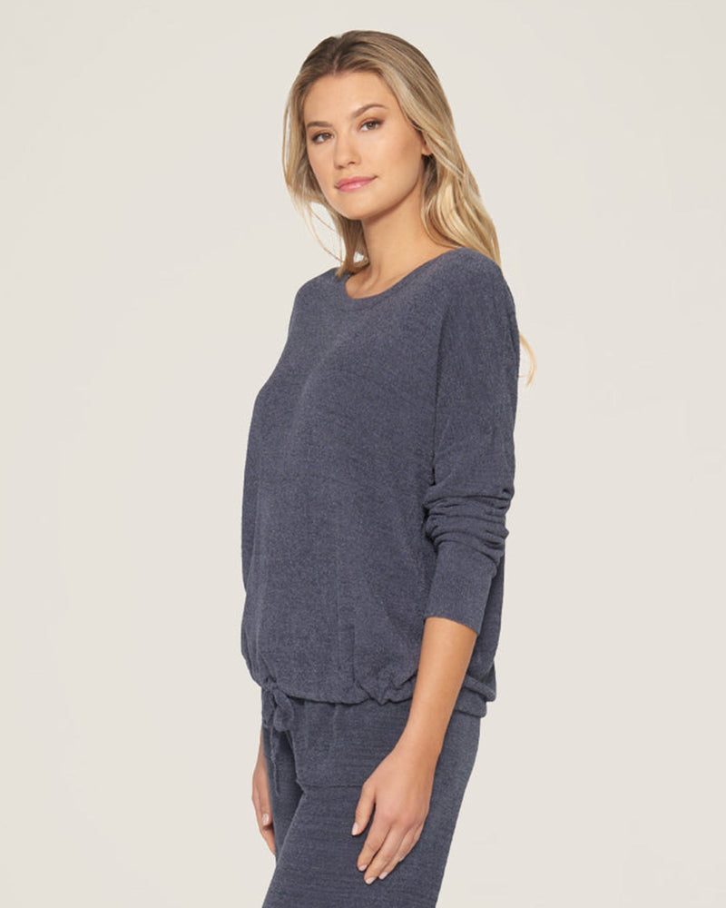 Barefoot Dreams Cozychic Ultra Light Slouchy Pullover in Pacific Blue-  Bliss Boutiques