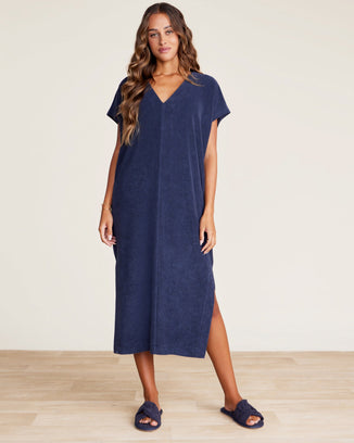Barefoot Dreams Clothing Cozyterry Caftan in Indigo