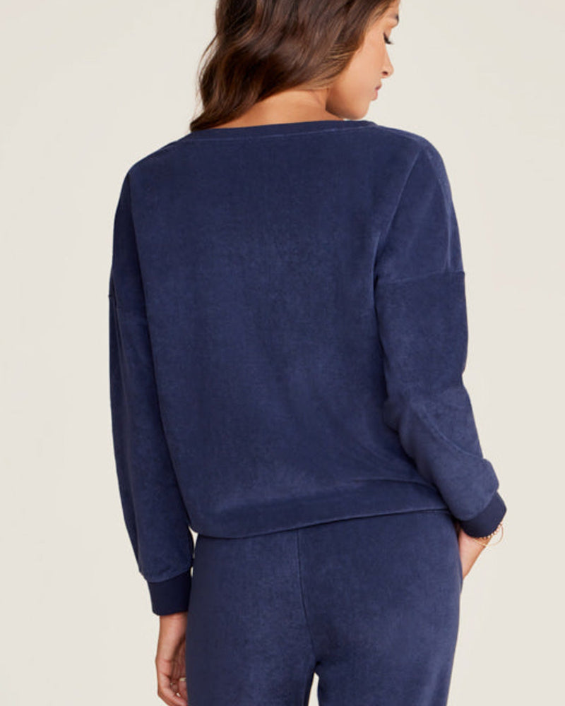 Barefoot Dreams Clothing Cozyterry Dolman Pullover in Indigo