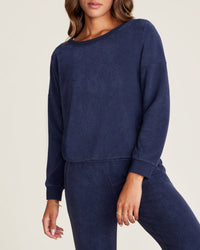 Barefoot Dreams Clothing Cozyterry Dolman Pullover in Indigo