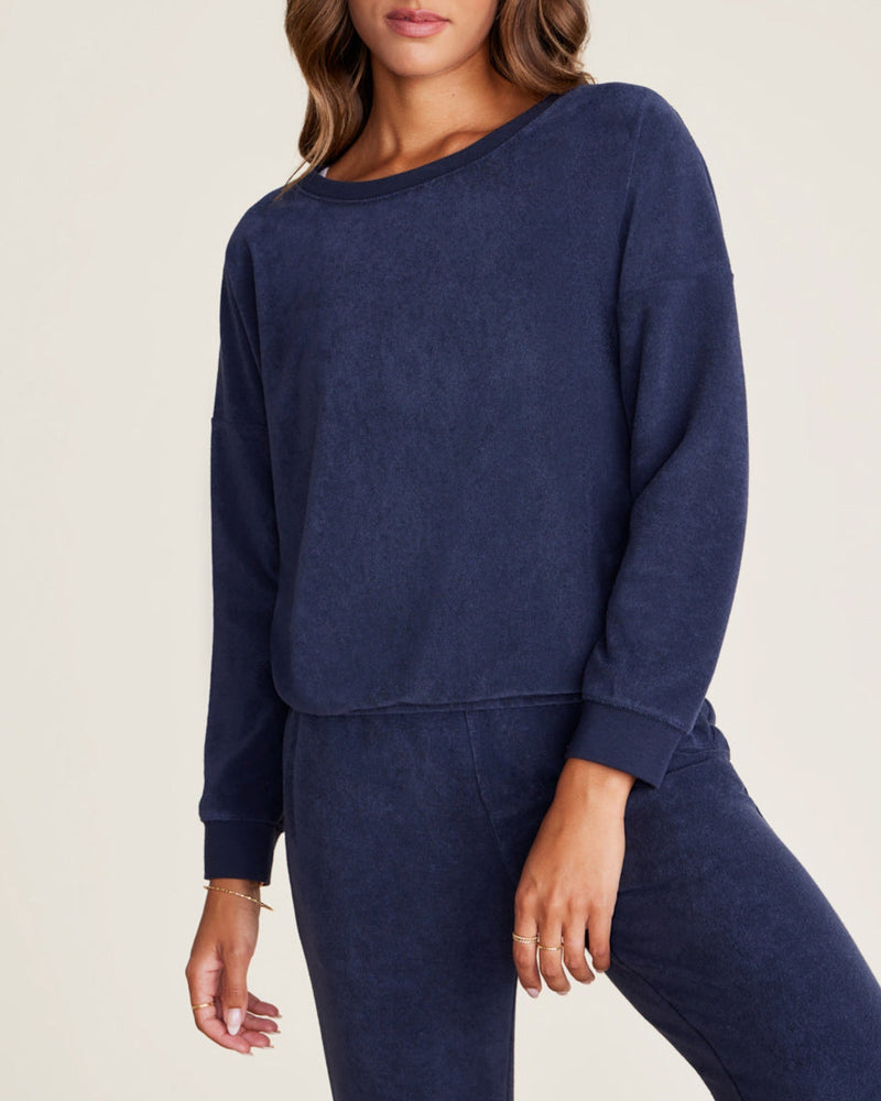 Barefoot Dreams Clothing Cozyterry Dolman Pullover in Indigo