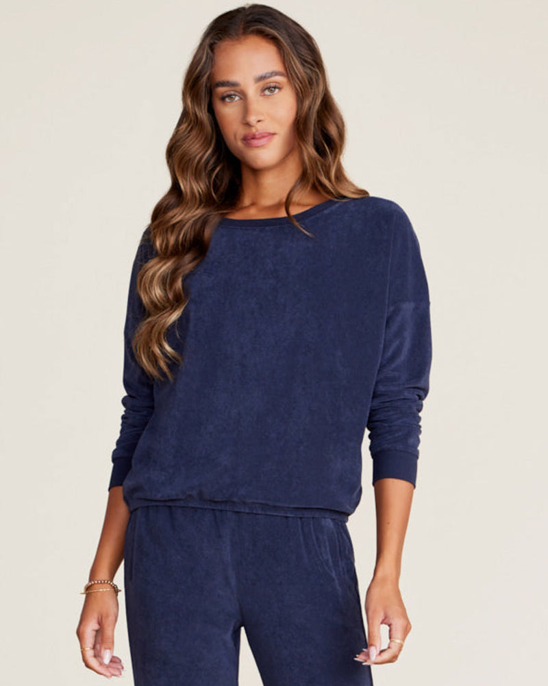 Barefoot Dreams Clothing Cozyterry Dolman Pullover in Indigo