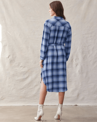 Bella Dahl Clothing Hi/Lo Maxi Dress in Indigo Heather Plaid