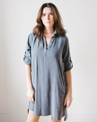Bella Dahl Clothing L/S A Line Shirtdress in Silver Storm
