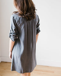 Bella Dahl Clothing L/S A Line Shirtdress in Silver Storm
