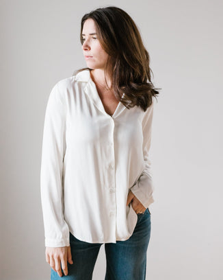 Bella Dahl Clothing L/S Button Down in Pearl White