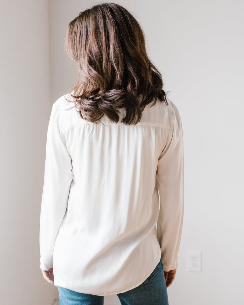 Bella Dahl Clothing L/S Button Down in Pearl White