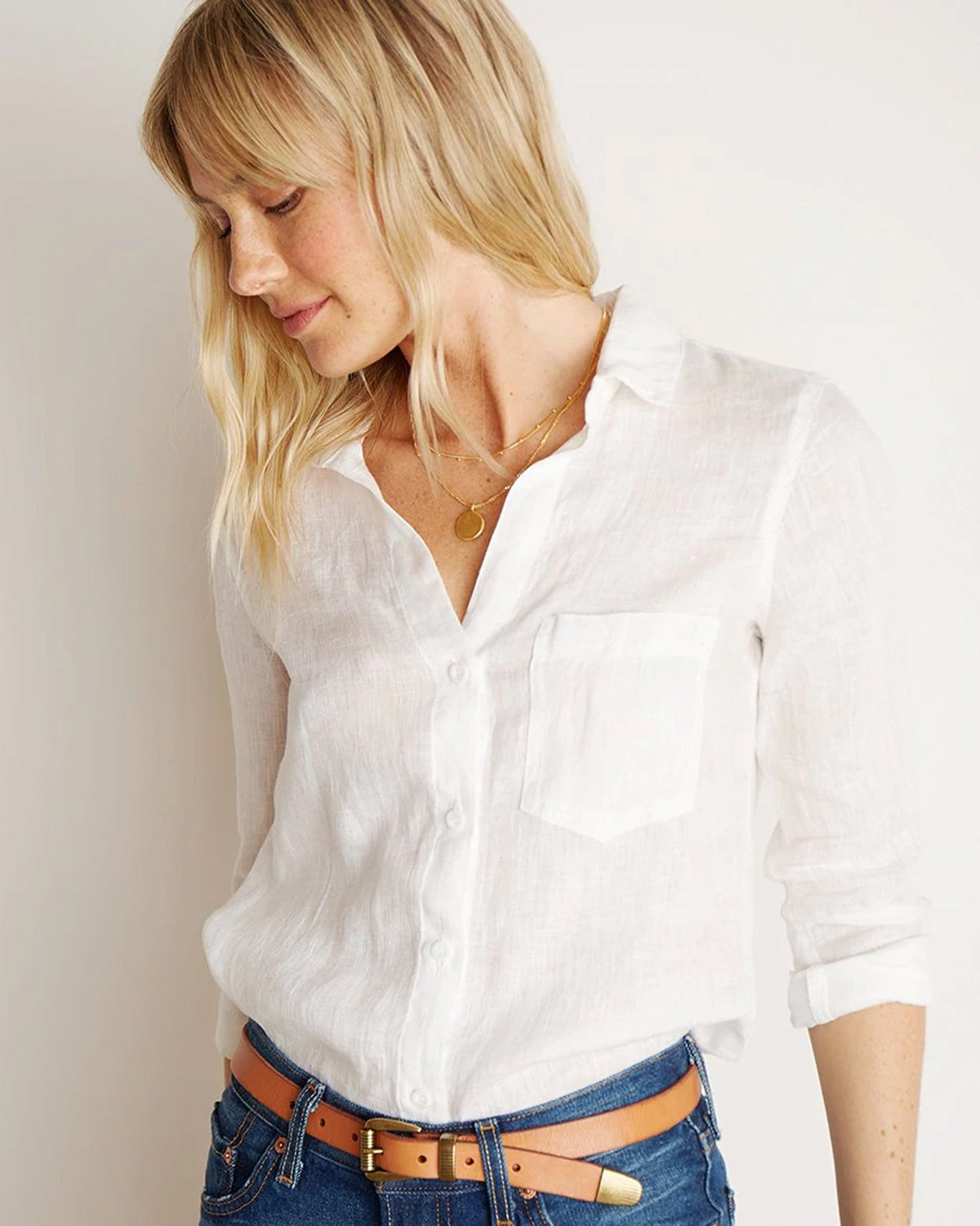 Bella Dahl Clothing Pocket Button Down in White
