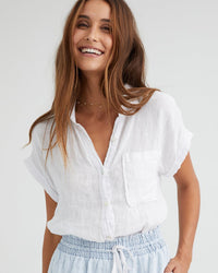 Bella Dahl Clothing Short Sleeve Pocket Button Down in White