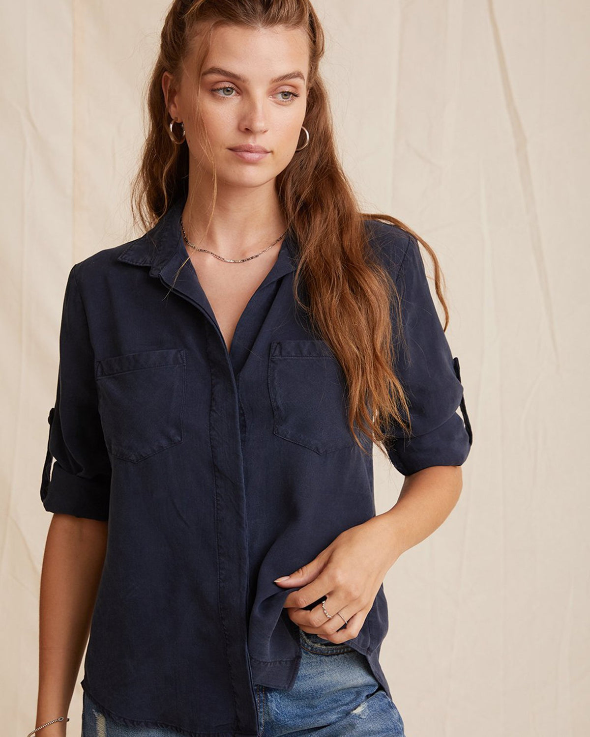 Bella Dahl Clothing Split Back Button Down in Endless Sea