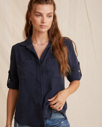 Bella Dahl Clothing Split Back Button Down in Endless Sea