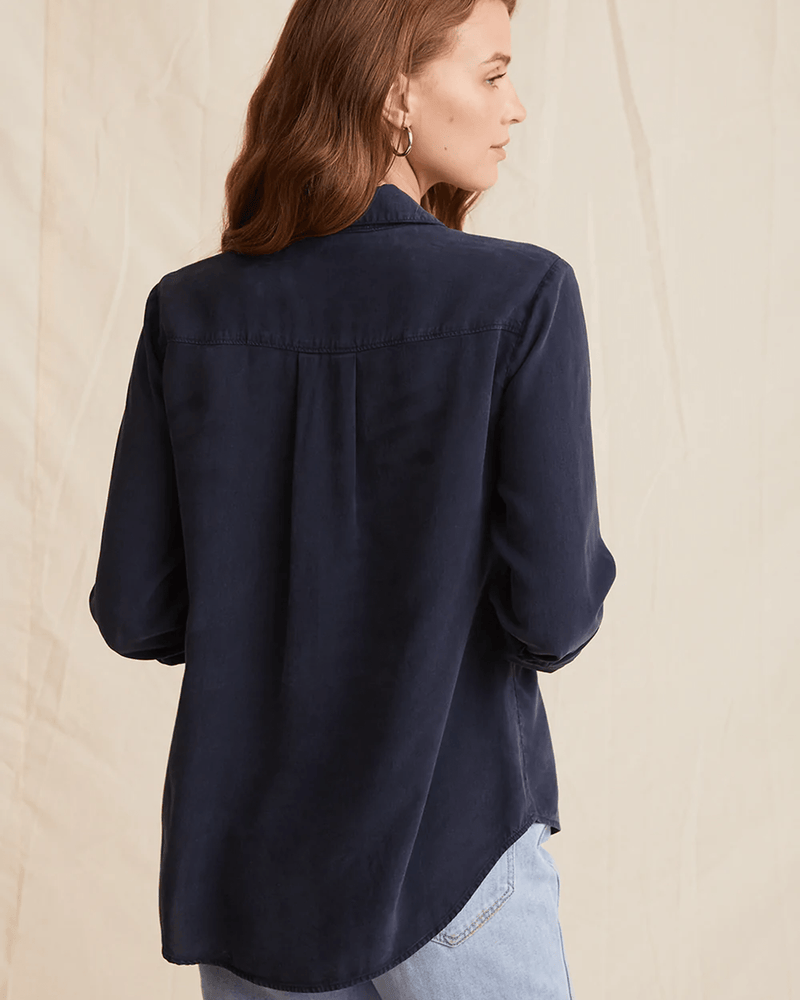 Bella Dahl Clothing Two Pocket Classic Button Down in Endless Sea